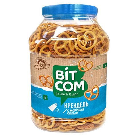 Крендель СЕМЕЙКА ОЗБИ &quot;Bitcom&quot; с морской солью, 450 г, пластиковая банка, 1126