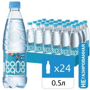 Вода негазированная питьевая BONA AQUA 24 шт. 0,5 л, 2418501