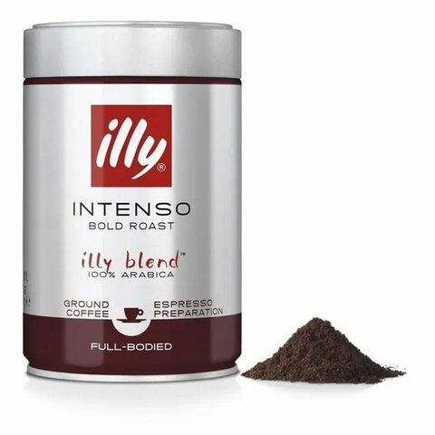 Кофе молотый ILLY &quot;Intenso&quot; 250 г в жестяной банке, арабика 100%, ИТАЛИЯ, 46