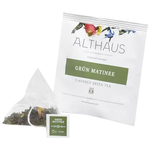Чай ALTHAUS &quot;Grun Matinee&quot; зеленый, 15 пирамидок по 2,75 г, ГЕРМАНИЯ, TALTHL-L00146