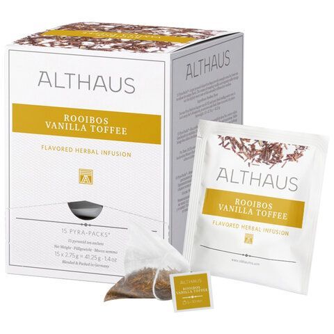 Чай ALTHAUS &quot;Rooibos Vanilla Toffee&quot; фруктовый, 15 пирамидок по 2,75 г, ГЕРМАНИЯ, TALTHL-P00008