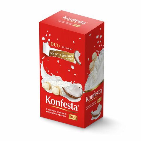 Конфеты KONFESTA 12 шт. DUO со сливочно-кокосовым кремом, вафельные, 36 г, в шоубоксе