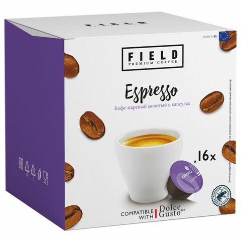 Кофе в капсулах FIELD &quot;Espresso&quot;, для кофемашин Dolce Gusto, 16 порций, ГЕРМАНИЯ, C10100104014