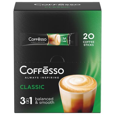 Кофе растворимый порционный COFFESSO 20 шт. &quot;3 в 1 Classic&quot;, пакетик 15 г, 102147