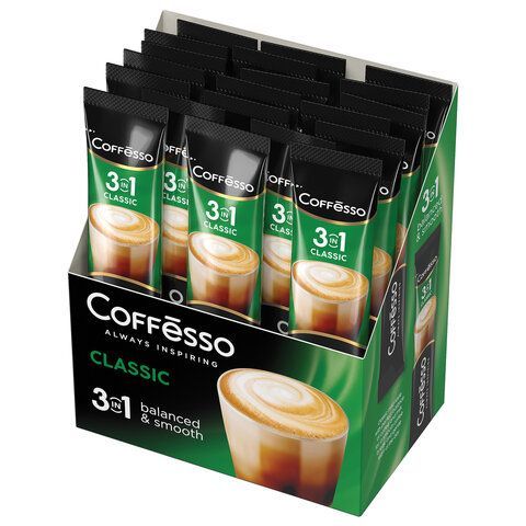 Кофе растворимый порционный COFFESSO 20 шт. &quot;3 в 1 Classic&quot;, пакетик 15 г, 102147