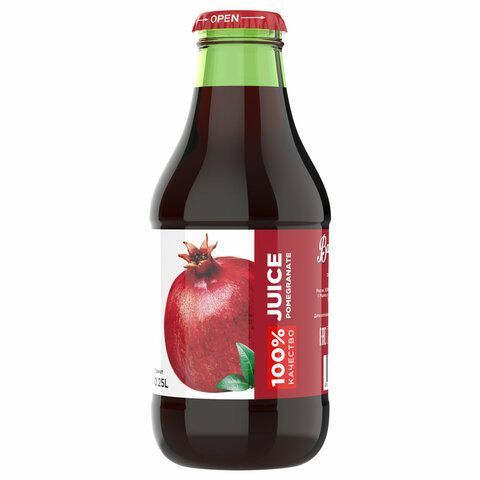 Сок BARINOFF 12 шт. Гранатовый, с сахаром, 0,25 л, стеклянная бутылка, 264