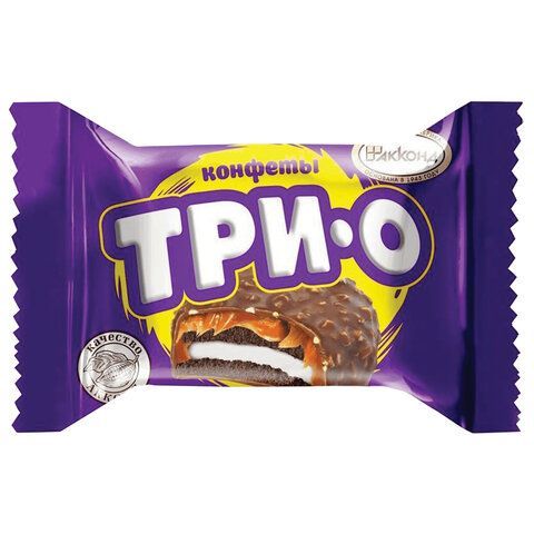 Конфеты шоколадные АККОНД &quot;Трио&quot; с печеньем, карамелью и вкусом пломбира, 500 г, 102181205360001