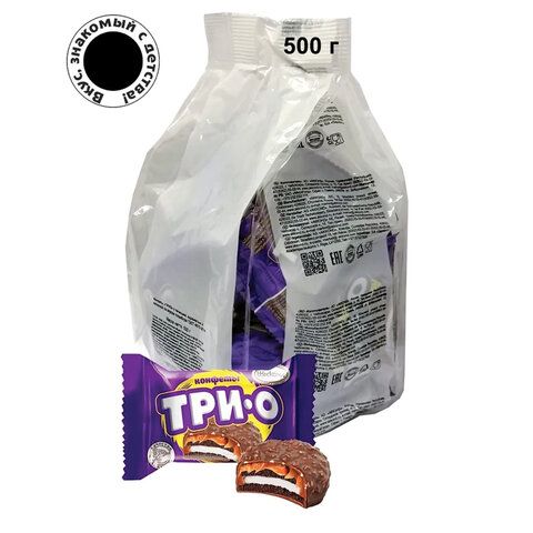 Конфеты шоколадные АККОНД &quot;Трио&quot; с печеньем, карамелью и вкусом пломбира, 500 г, 102181205360001