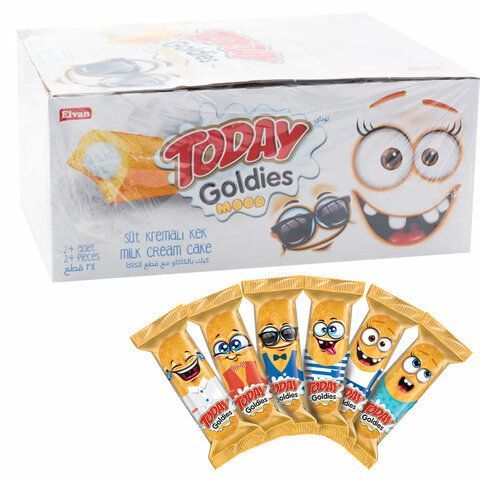 Кекс TODAY 24 шт. &quot;Goldies Mood&quot;, с молочным кремом 40 г, ТУРЦИЯ, в шоу-боксе, 1383