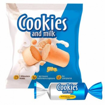 Батончики шоколадные COOKIES AND MILK молочные со сливочным печеньем 500 г., РНК650