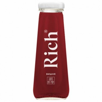 Сок RICH 0,2 л, вишня, подходит для детского питания, стеклянная бутылка, ш/к 24544, 1714901