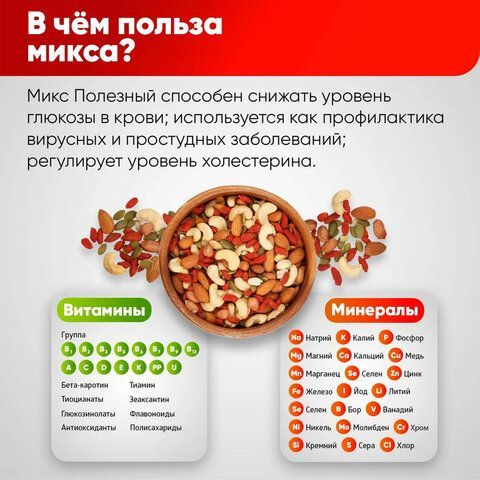 Ореховая смесь сушеная NARMAK &quot;Полезный&quot; с тыквенными семечками, ягодами годжи 500 г