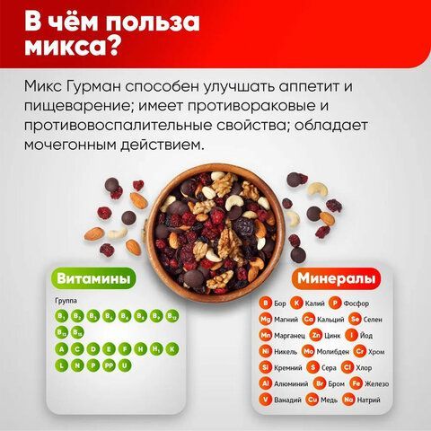 Ореховая смесь сушеная NARMAK &quot;Гурман&quot; с клюквой, изюмом, шоколадом 500 г