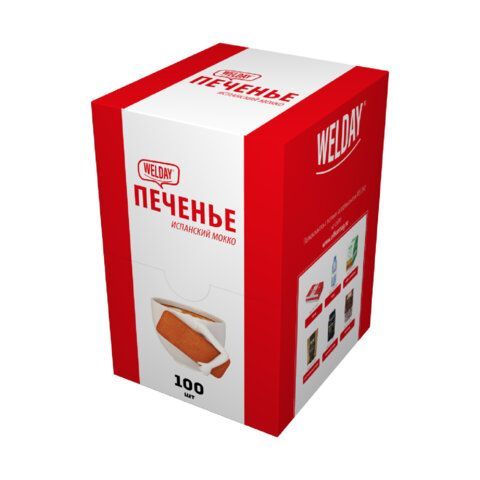 Печенье хрустящее в индивидуальной упаковке WELDAY Испанский Мокко, 100 штук в Office