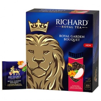 Чай RICHARD "Royal Garden Bouquet" черный с яблоком и мятой, 100 пакетиков по 1,7 г,, 102737