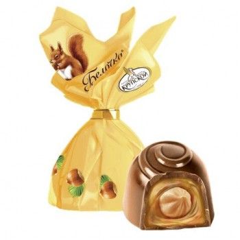 Конфеты шоколадные ФАБРИКА ИМ. КРУПСКОЙ "Белочка" с цельным лесным орехом, 1000 г, 40618