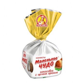 Конфеты СЛАВЯНКА "Маленькое чудо" с кокосовым вкусом и цельным орехом 1000 г, 12205