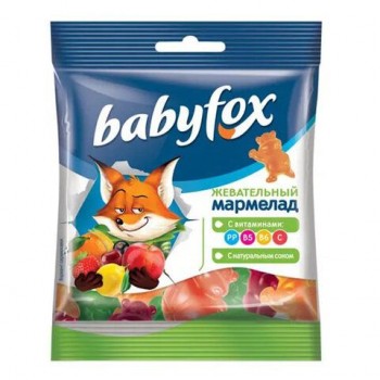 Мармелад жевательный в форме бегемотиков 70 г, BABYFOX 50 шт., ВМ367