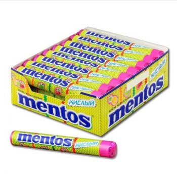 Жевательное драже MENTOS 24 шт. (Ментос) "Кислый, 37,5 г