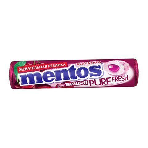 Жевательная резинка MENTOS 24 шт. (Ментос) Pure Fresh "Ролл Вишня", 15,5 г