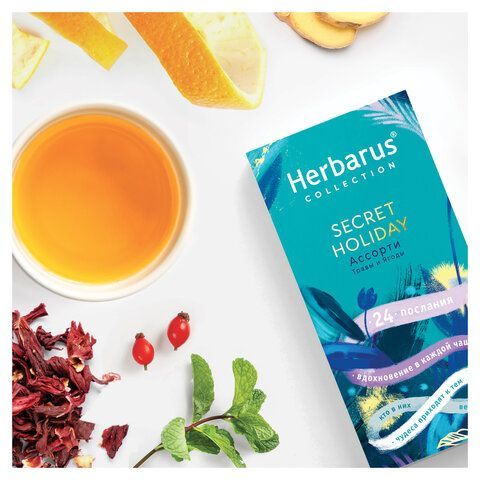 Чай HERBARUS "Secret Holiday" ассорти 4 вкуса, 24 пакетика в конвертах