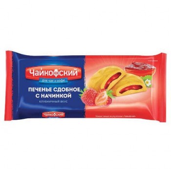 Печенье сдобное ЧАЙКОФСКИЙ 24 шт. с клубничной начинкой, 132 г