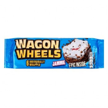 Печенье бисквитное глазированное WAGON WHEELS с суфле и джемом 220 г