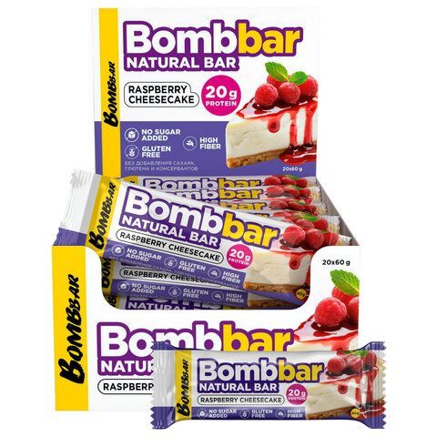 Батончик BOMBBAR "Малиновый чизкейк" без сахара 60 г, шоу-бокс, ББР469