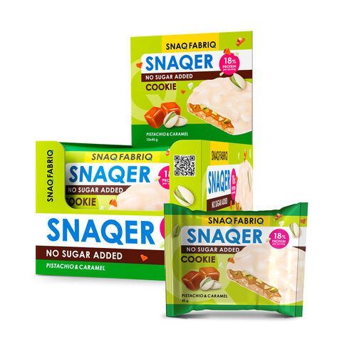 Печенье SNAQ FABRIQ "Фисташка и карамель" без сахара 45 г, шоу-бокс, СФ145