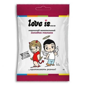 Мармелад жевательный LOVE IS 40 шт. "ЖуйМиксик" со вкусом холодок-малина, 20 г