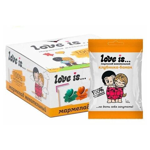 Мармелад жевательный LOVE IS 40 шт. "ЖуйМиксик" со вкусом клубника-банан, 20 г,