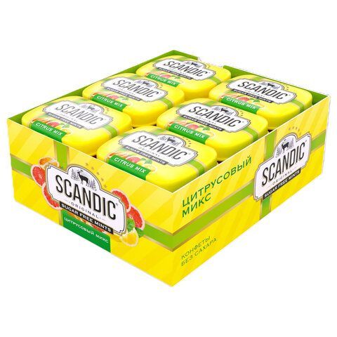 Драже освежающие SCANDIC 18 шт. без сахара со вкусом "Цитрусовый микс", 14 г., 4603738769889