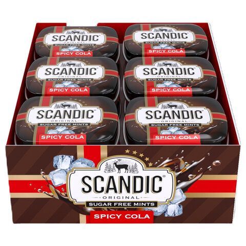 Драже освежающие SCANDIC 18 шт. без сахара со вкусом "Кола", 14 г., 4603766425511