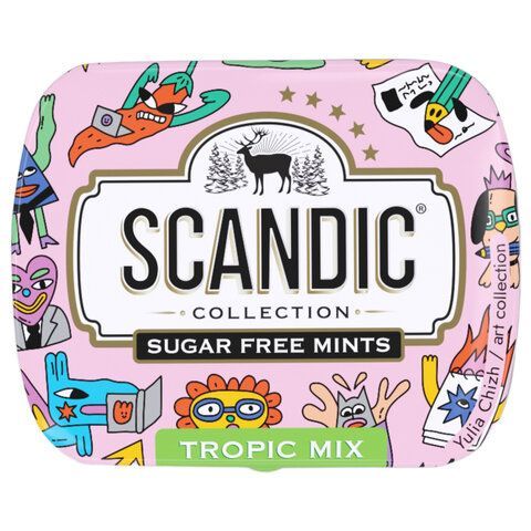Драже освежающие SCANDIC 18 шт. без сахара со вкусом "Тропический микс", 14 г.