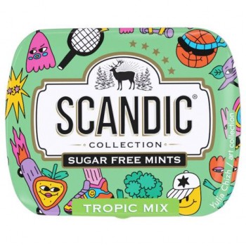 Драже освежающие SCANDIC 18 шт. без сахара со вкусом "Тропический микс", 14 г.
