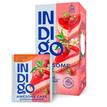 Чай INDIGO "Земляничный Чизкейк" черный, 24 пакетика в конвертах по 1,7 г, HERB0085