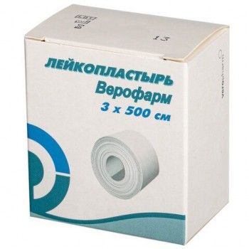 Лейкопластырь рулонный ВЕРОФАРМ 8 шт., 3х500 см, тканевая основа, картонная коробка, 20024111