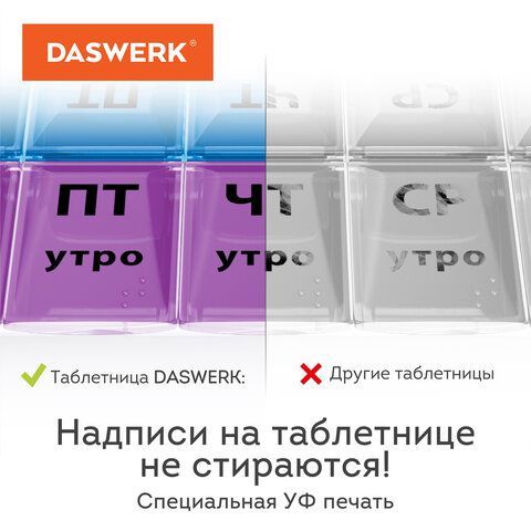 ТАБЛЕТНИЦА / Контейнер для лекарств и витаминов &quot;7 дней/4 приема&quot;, ПРОЗРАЧНЫЙ, DASWERK, 630845