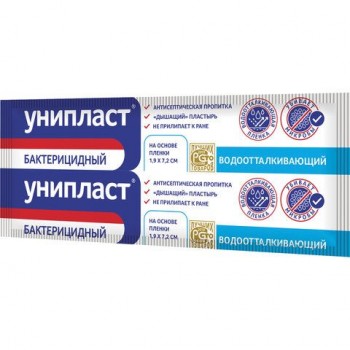 Лейкопластырь бактерицидный УНИПЛАСТ 200 шт., полоска 1,9х7,2 см, пленочная основа, 20024390
