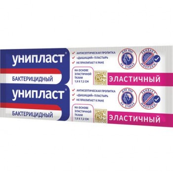 Лейкопластырь бактерицидный УНИПЛАСТ 200 шт., полоска 1,9х7,2 см, нетканая основа, эластичный, 20024387