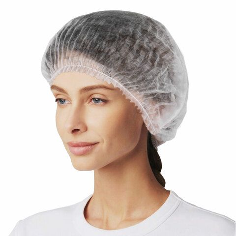 Шапочка &quot;Шарлотта&quot; белая, КОМПЛЕКТ 100 шт., спанбонд 10 г/м2, МЕДСЕРВИС
