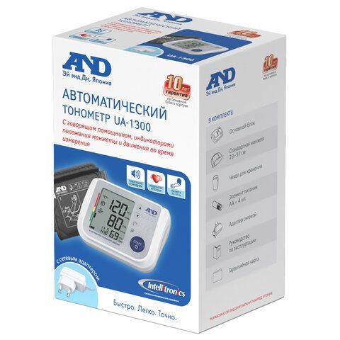 Тонометр AND UA-1300, манжета 23-37 см, автоматический, на плечо, адаптер питания