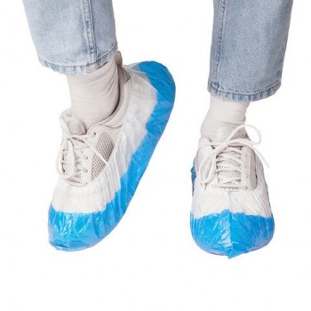 Бахилы двойные КОМПЛЕКТ 100шт (50пар) СУПЕР ЭКСТРА, 39х14см, двойн резин, 54мкм, 5,1г, ПНД-8/19/2р-Б-С