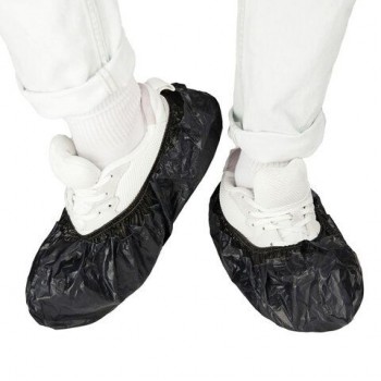 Бахилы двойные КОМПЛЕКТ 500шт (250пар) STRONG, 39х14см, 100мкм, 10г, черные, ELEGREEN, ЭГЦЧ-100/Н20