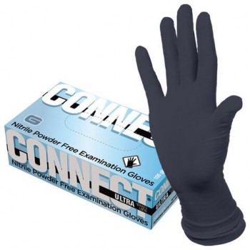 Перчатки нитриловые смотровые CONNECT ULTRA BLACK 50 пар (100шт), р-р XL (оч большой), CON-UB-INT-04