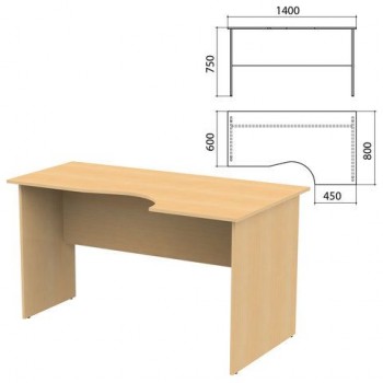 Стол письменный эргономичный "Канц", 1400х800х750 мм, правый, цвет бук невский, СК30.10