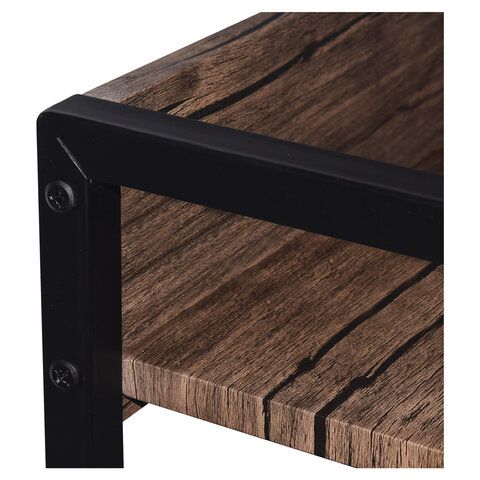 Стол на металлокаркасе BRABIX &quot;LOFT CD-003&quot;, 640х420х840 мм, цвет морёный дуб, 641215