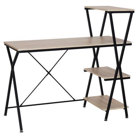 Стол на металлокаркасе BRABIX &quot;LOFT CD-004&quot;, 1200х535х1110 мм, 3 полки, цвет дуб натуральный, 641220