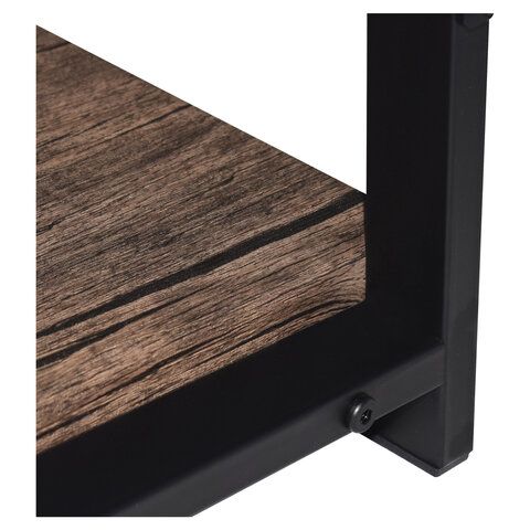Стол на металлокаркасе BRABIX "LOFT CD-006", 1200х500х730 мм, 2 полки, цвет морёный дуб, 641224