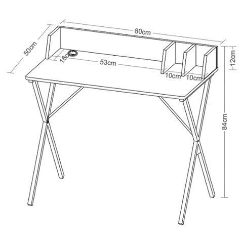 Стол на металлокаркасе BRABIX &quot;LOFT CD-007&quot;, 800х500х840 мм, органайзер, комбинированный, 641227